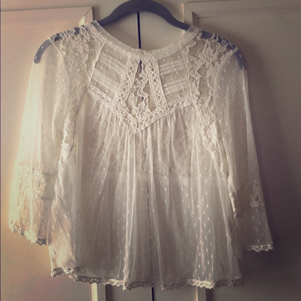 Free people lace top cream color